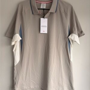 Wilson Men's Beige Polo with White Panels & Light Blue Accents